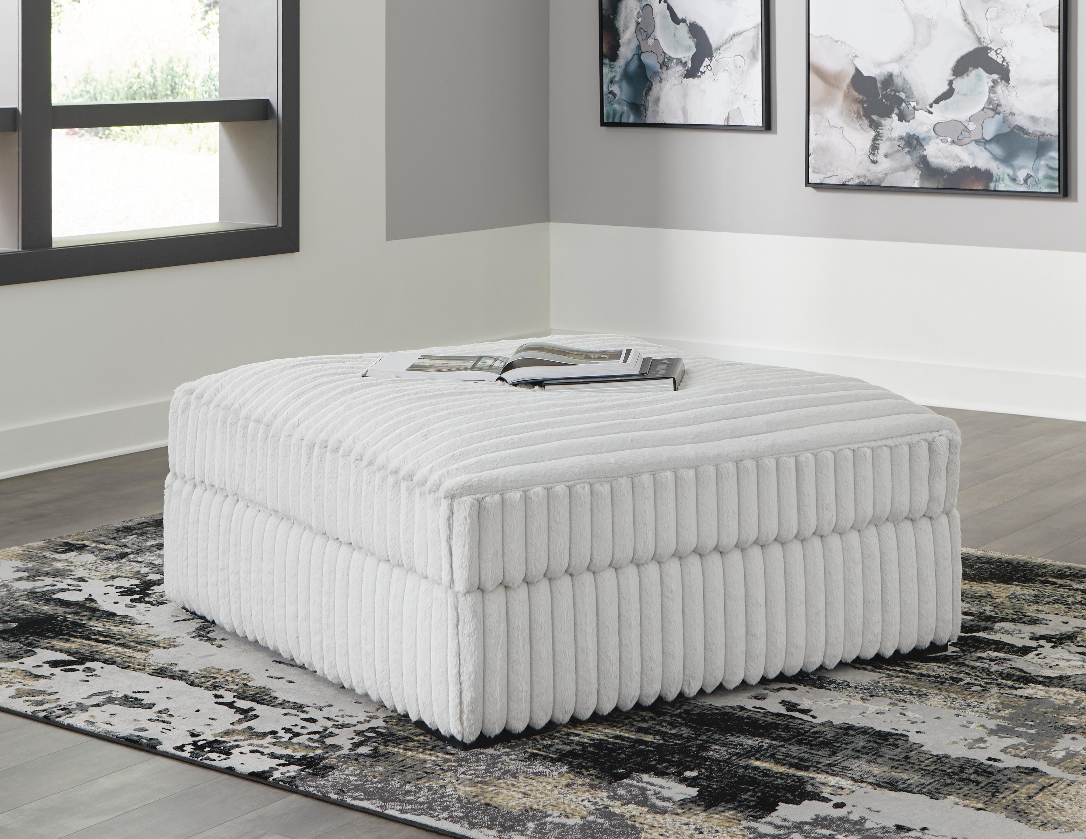 Stupendous 4-Piece Sectional and Oversized Accent Ottoman in Alloy