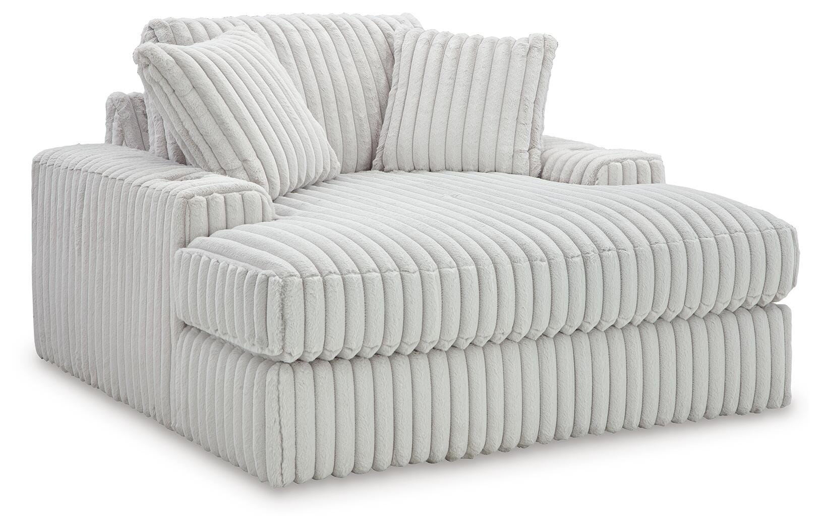 Stupendous 3-Piece Sectional and Oversized Chaise in Alloy