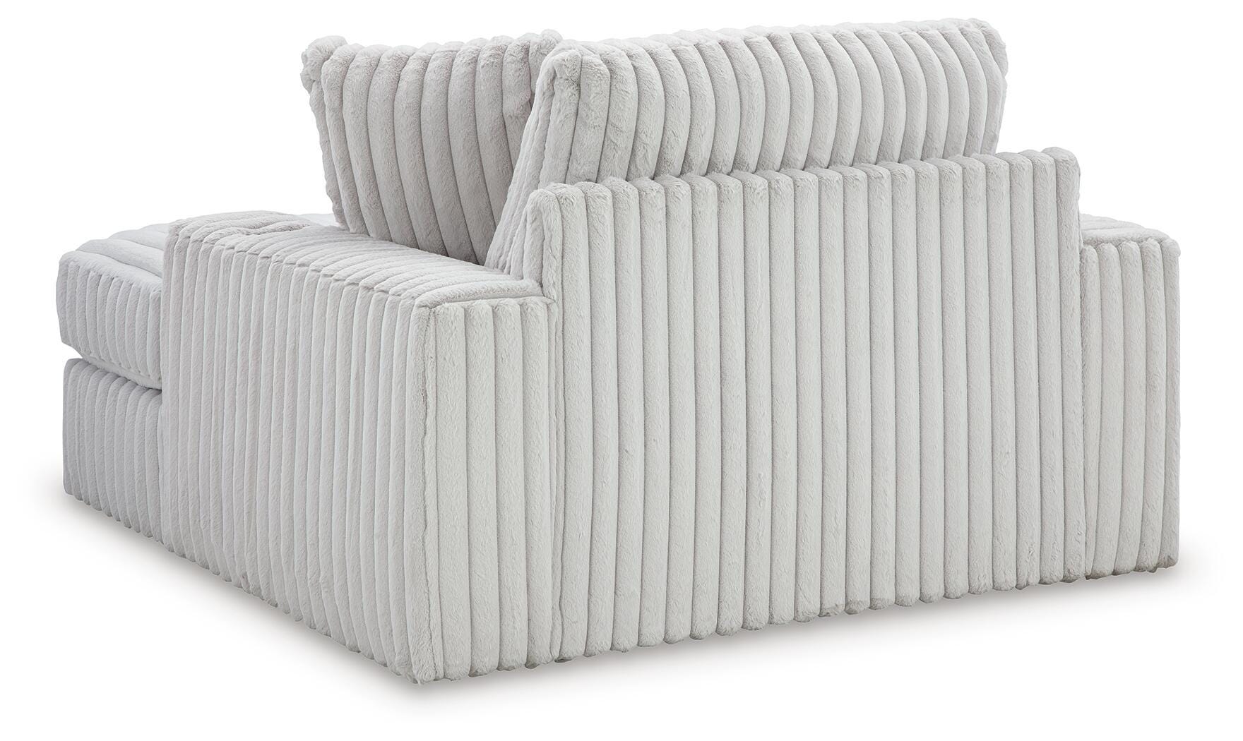 Stupendous 4-Piece Sectional, Oversized Chaise and Ottoman in Alloy