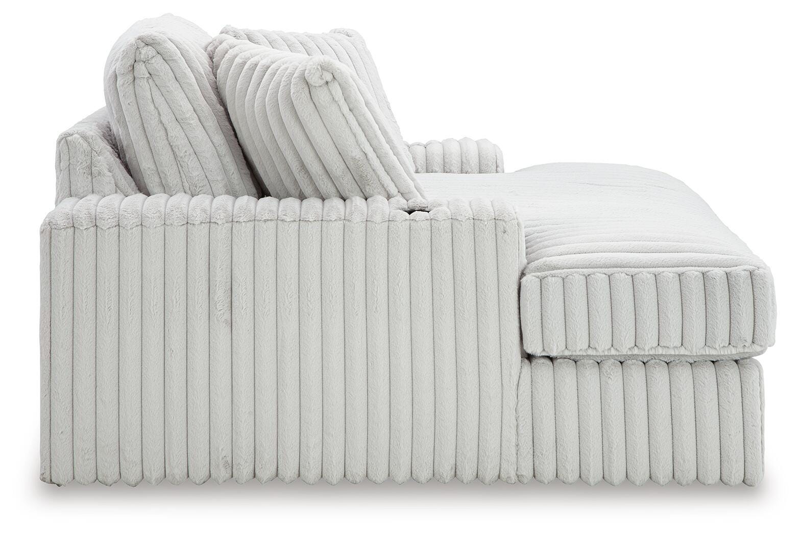 Stupendous 3-Piece Sectional and Oversized Chaise in Alloy