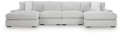 Stupendous 4-Piece Sectional with Double Chaise in Alloy Velvet