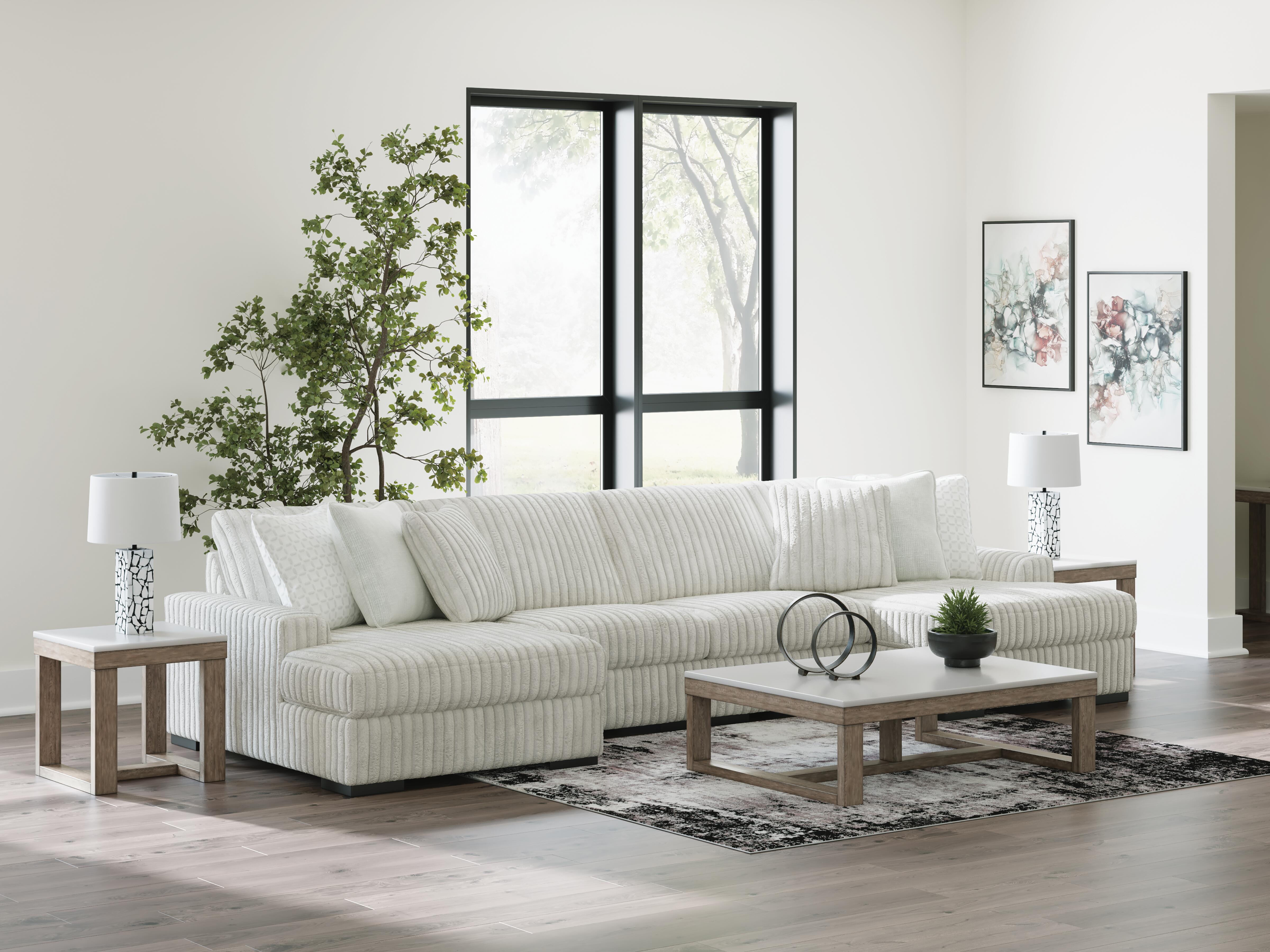 Stupendous 4-Piece Sectional with Double Chaise in Alloy Velvet