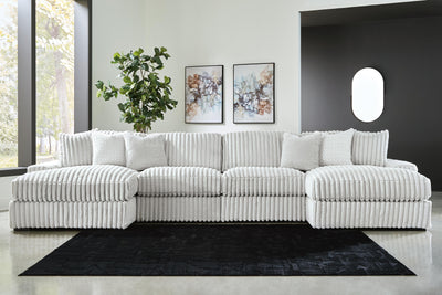 Stupendous 4-Piece Sectional with Double Chaise in Alloy Velvet