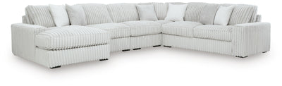 Stupendous 5-Piece Sectional with LAF Chaise in Alloy Velvet