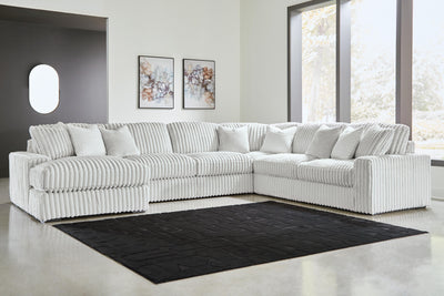 Stupendous 5-Piece Sectional with LAF Chaise in Alloy Velvet