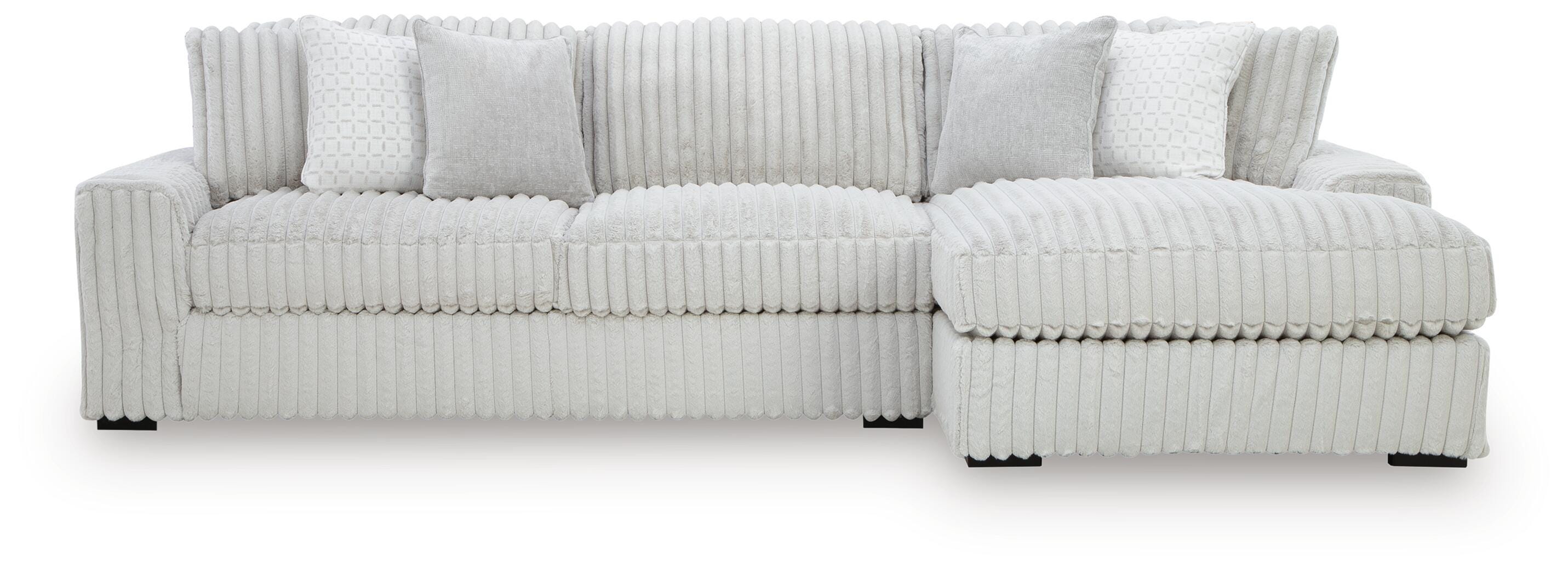 Stupendous 2-Piece Sectional  with RAF Chaise in Alloy Velvet