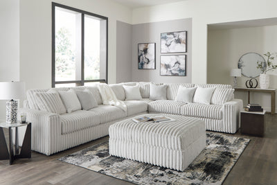 Stupendous 4-Piece Sectional and Oversized Accent Ottoman in Alloy