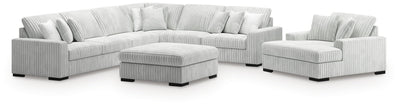 Stupendous 4-Piece Sectional, Oversized Chaise and Ottoman in Alloy