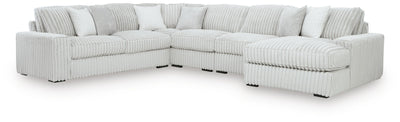 Stupendous 5-Piece Sectional with  RAF Chaise in Alloy Velvet