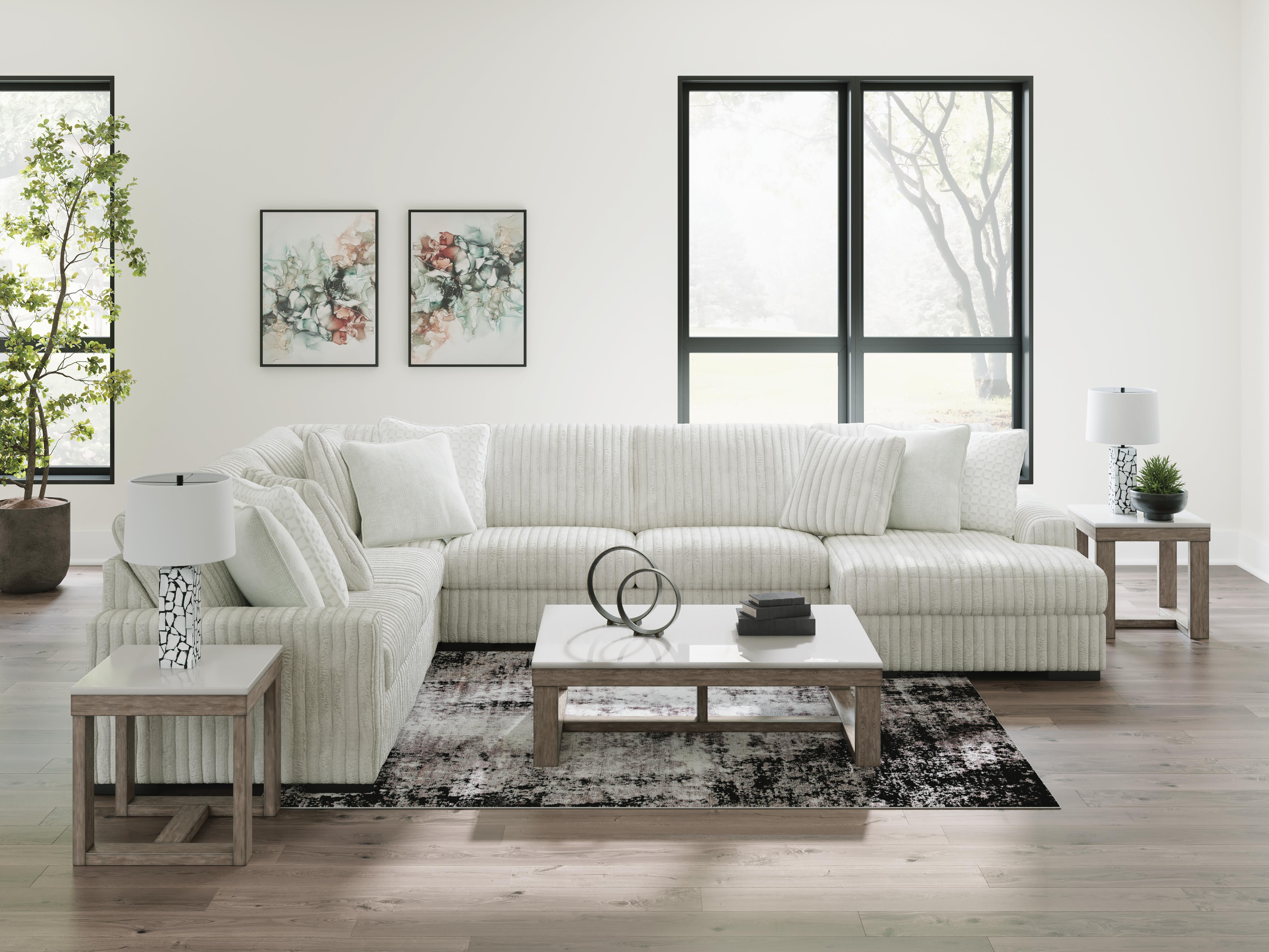 Stupendous 5-Piece Sectional with  RAF Chaise in Alloy Velvet