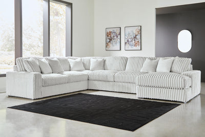 Stupendous 5-Piece Sectional with  RAF Chaise in Alloy Velvet
