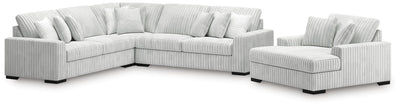 Stupendous 3-Piece Sectional and Oversized Chaise in Alloy