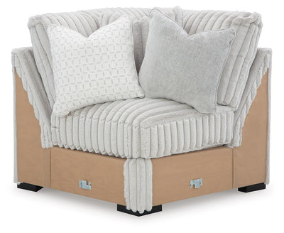 Stupendous 4-Piece Sectional and Oversized Accent Ottoman in Alloy