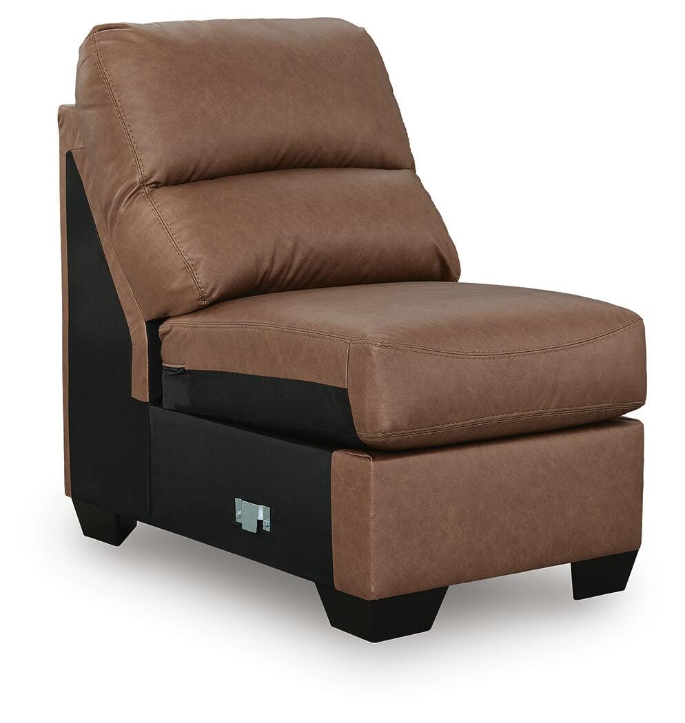 WillowBend 3-Piece RAF Sectional in Caramel Faux Leather