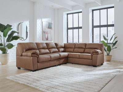 WillowBend 3-Piece RAF Sectional in Caramel Faux Leather