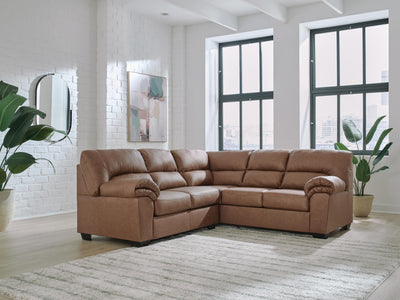 WillowBend 2-Piece RAF Sectional in Caramel Faux Leather