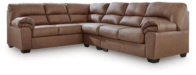 WillowBend 3-Piece LAF Sectional in Caramel Faux Leather