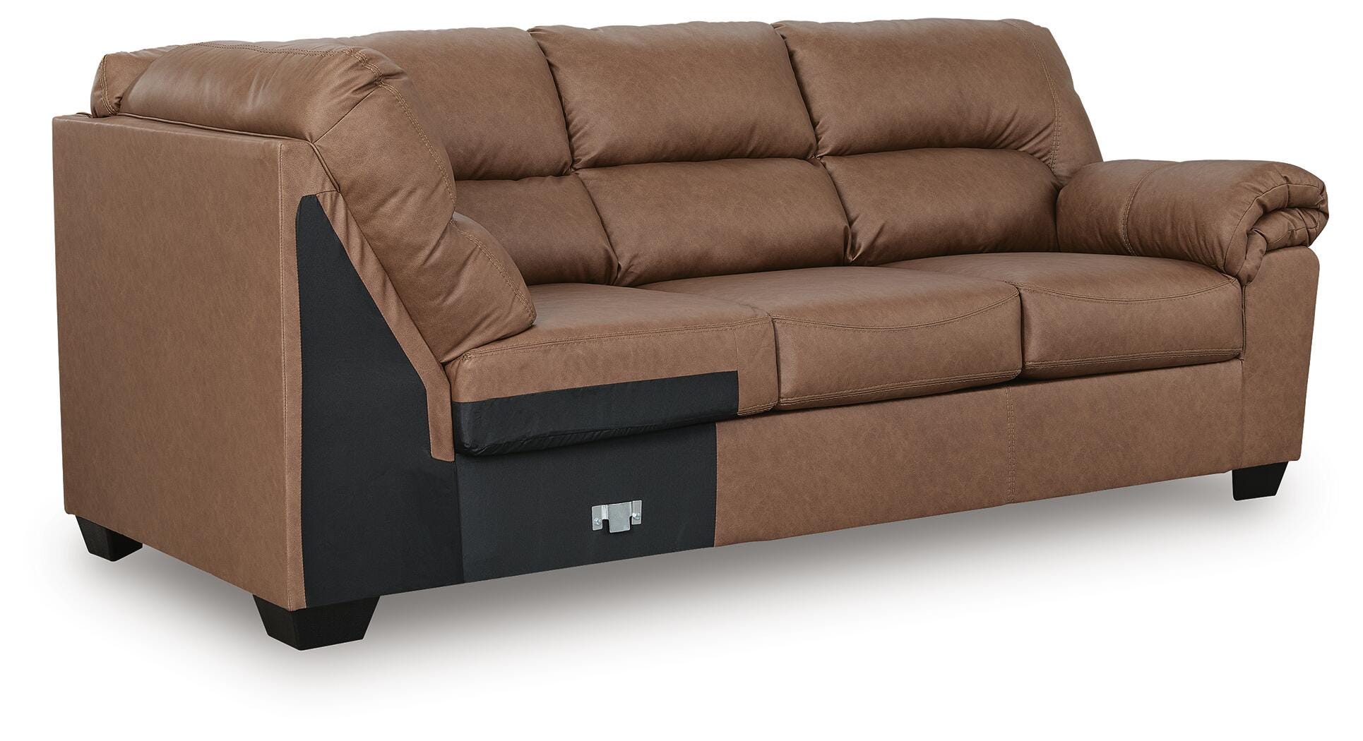 WillowBend 3-Piece RAF Sectional in Caramel Faux Leather