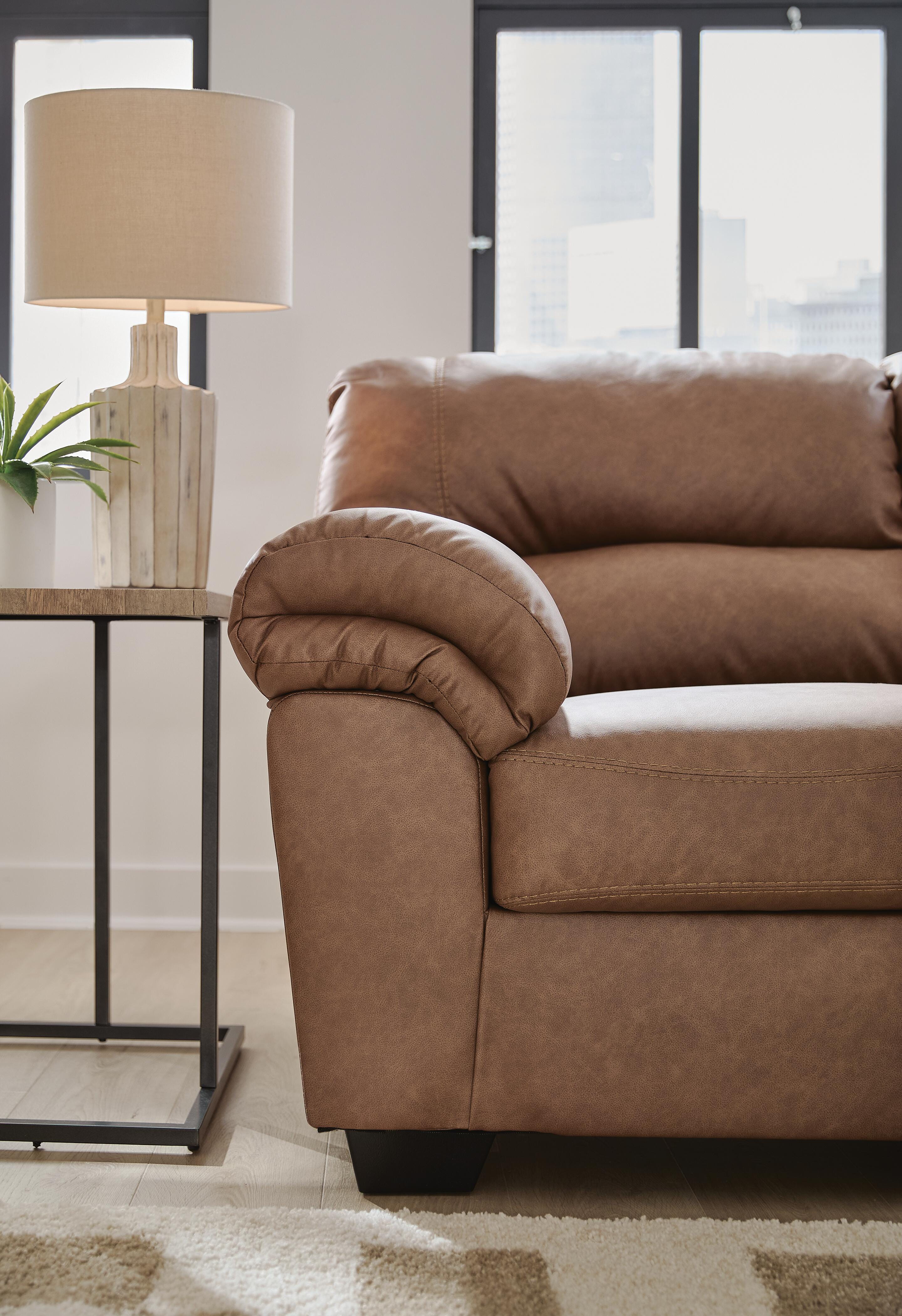WillowBend 3-Piece LAF Sectional in Caramel Faux Leather