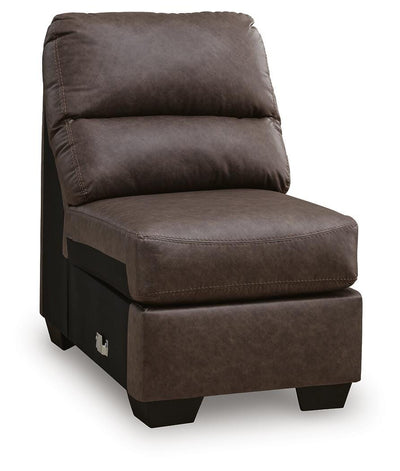WillowBend 3-Piece RAF Sectional in Umber Faux Leather