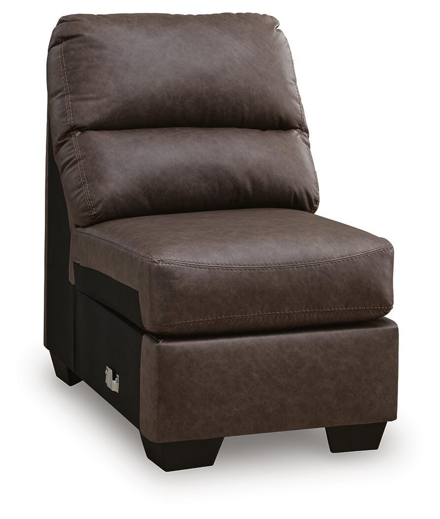 WillowBend 3-Piece RAF Sectional in Umber Faux Leather