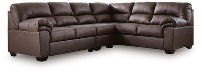 WillowBend 3-Piece RAF Sectional in Umber Faux Leather