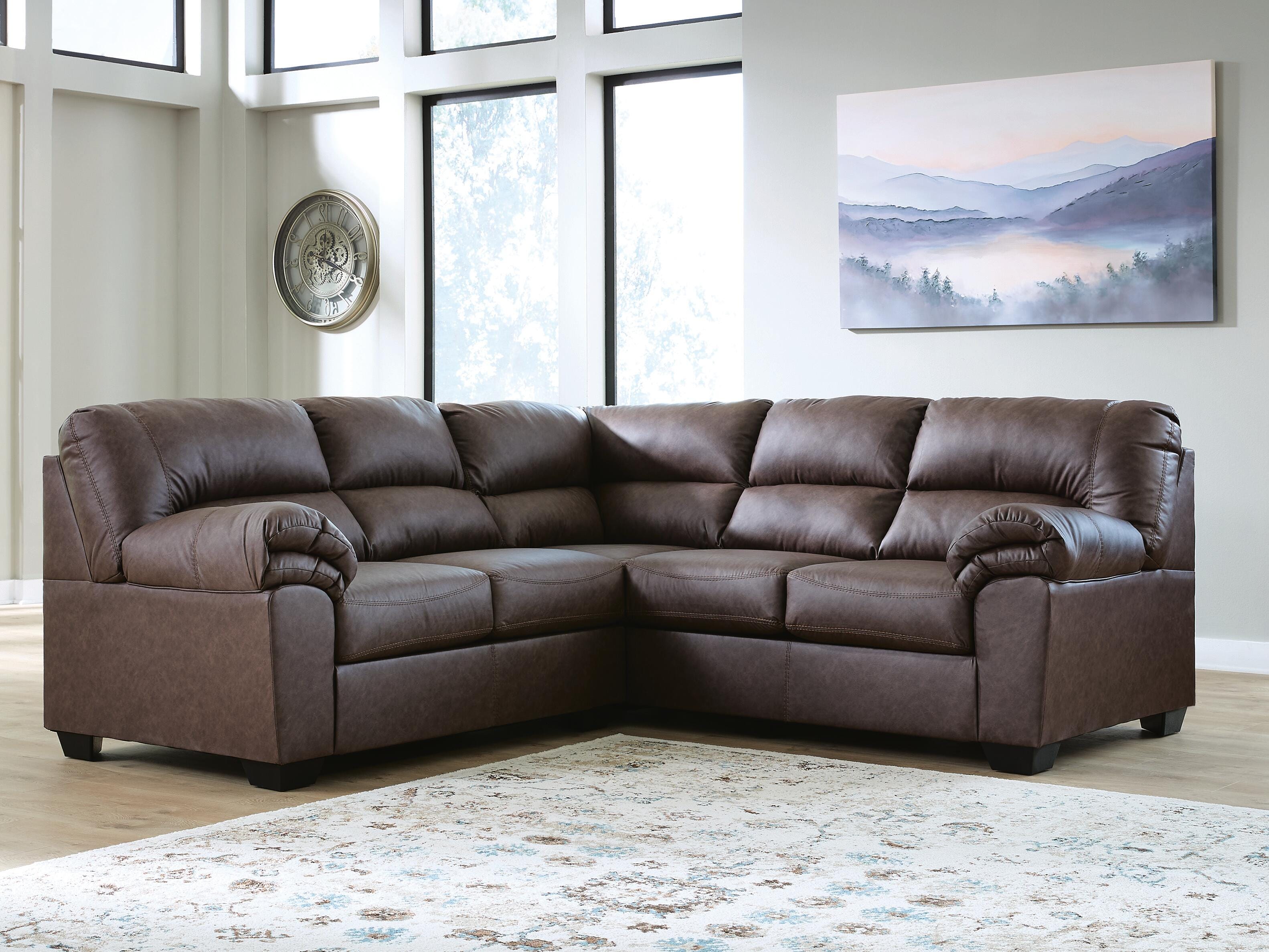 WillowBend 2-Piece RAF Sectional in Umber Faux Leather