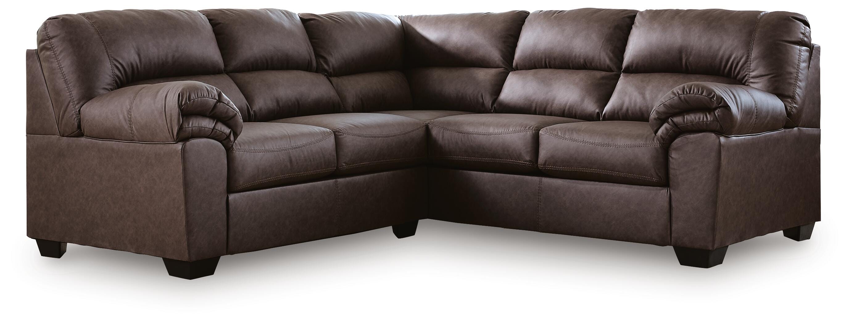 WillowBend 2-Piece RAF Sectional in Umber Faux Leather