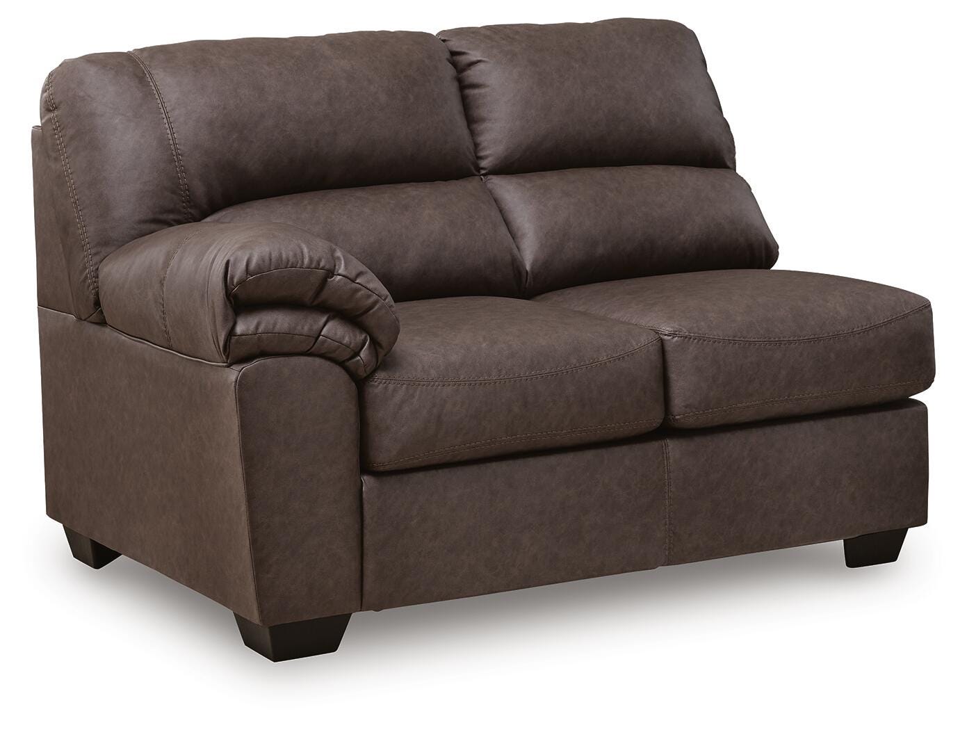 WillowBend 3-Piece RAF Sectional in Umber Faux Leather