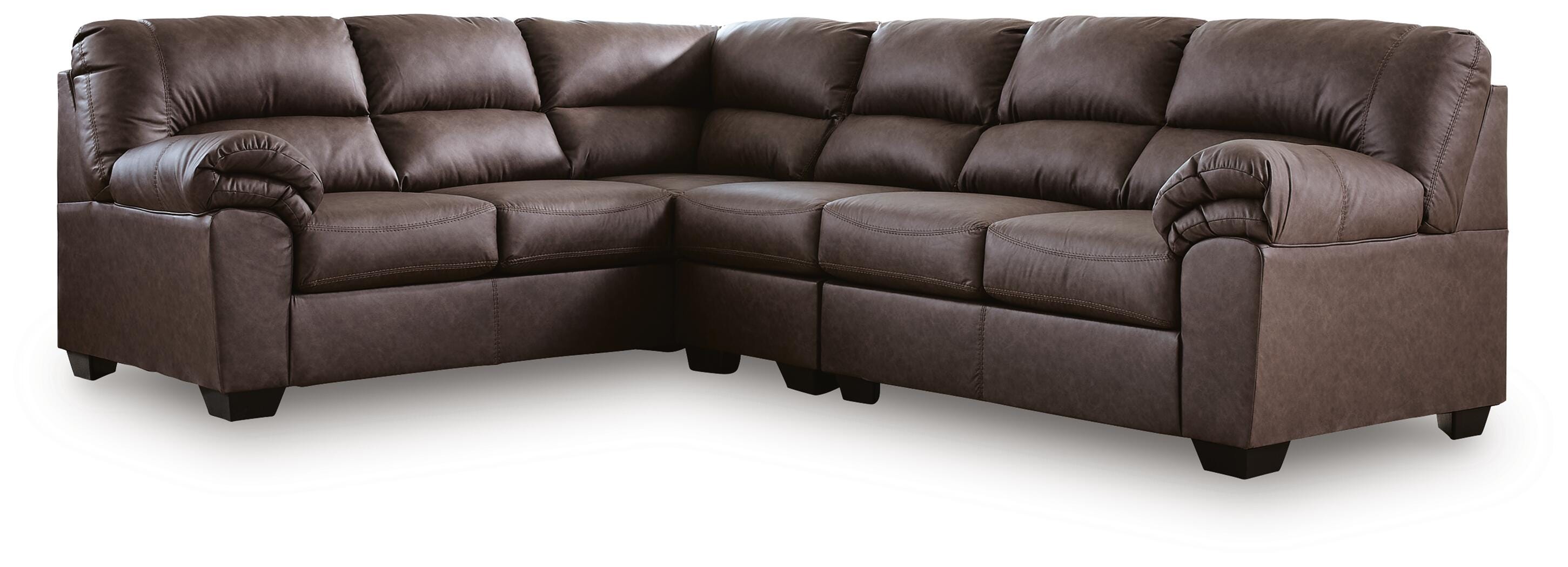 WillowBend 3-Piece LAF Sectional in Umber Faux Leather