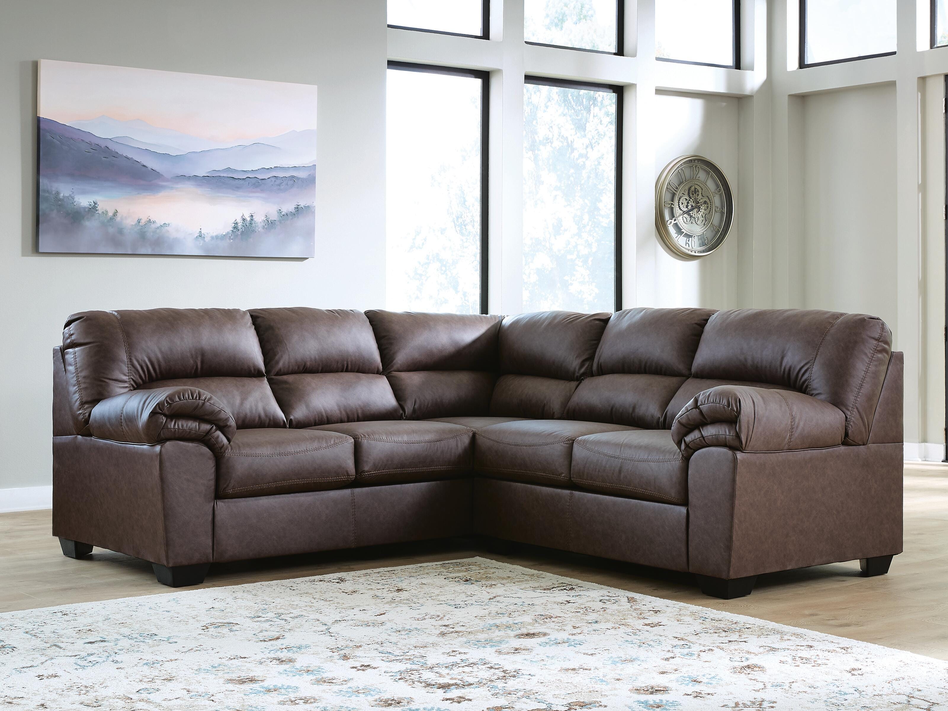 WillowBend 2-Piece LAF Sectional in Umber Faux Leather