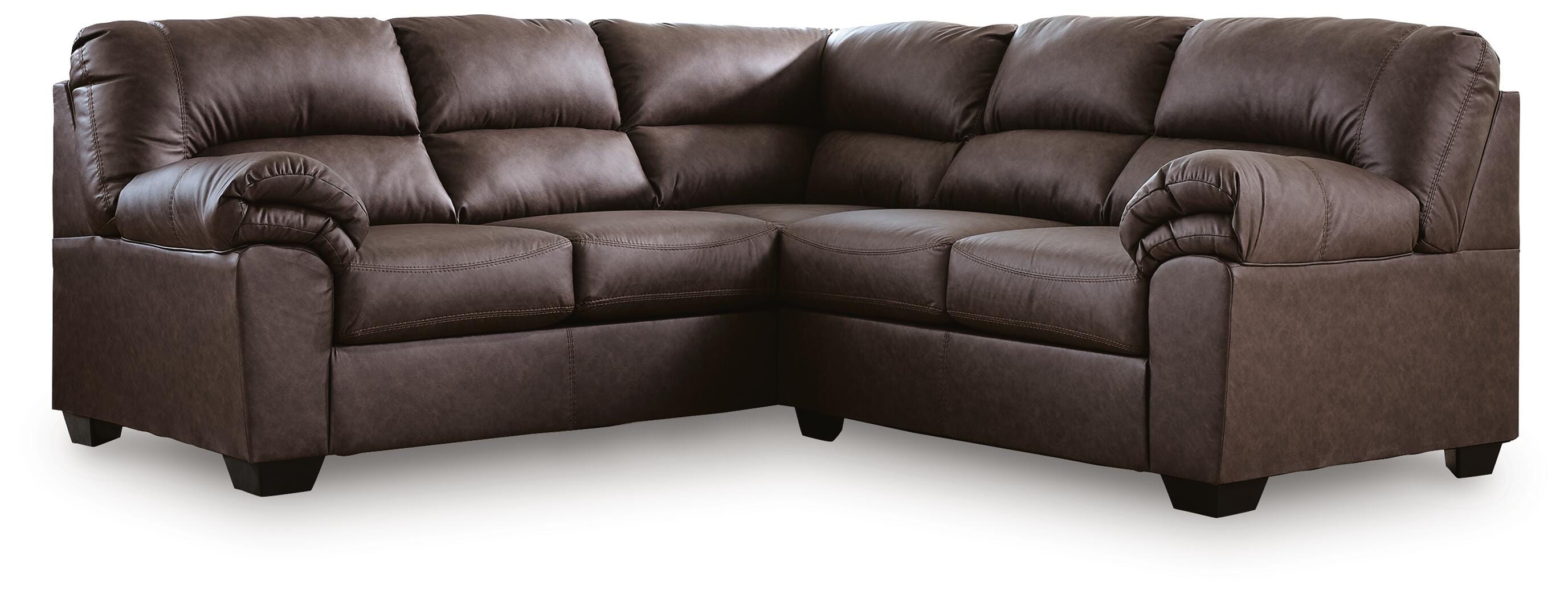 WillowBend 2-Piece LAF Sectional in Umber Faux Leather
