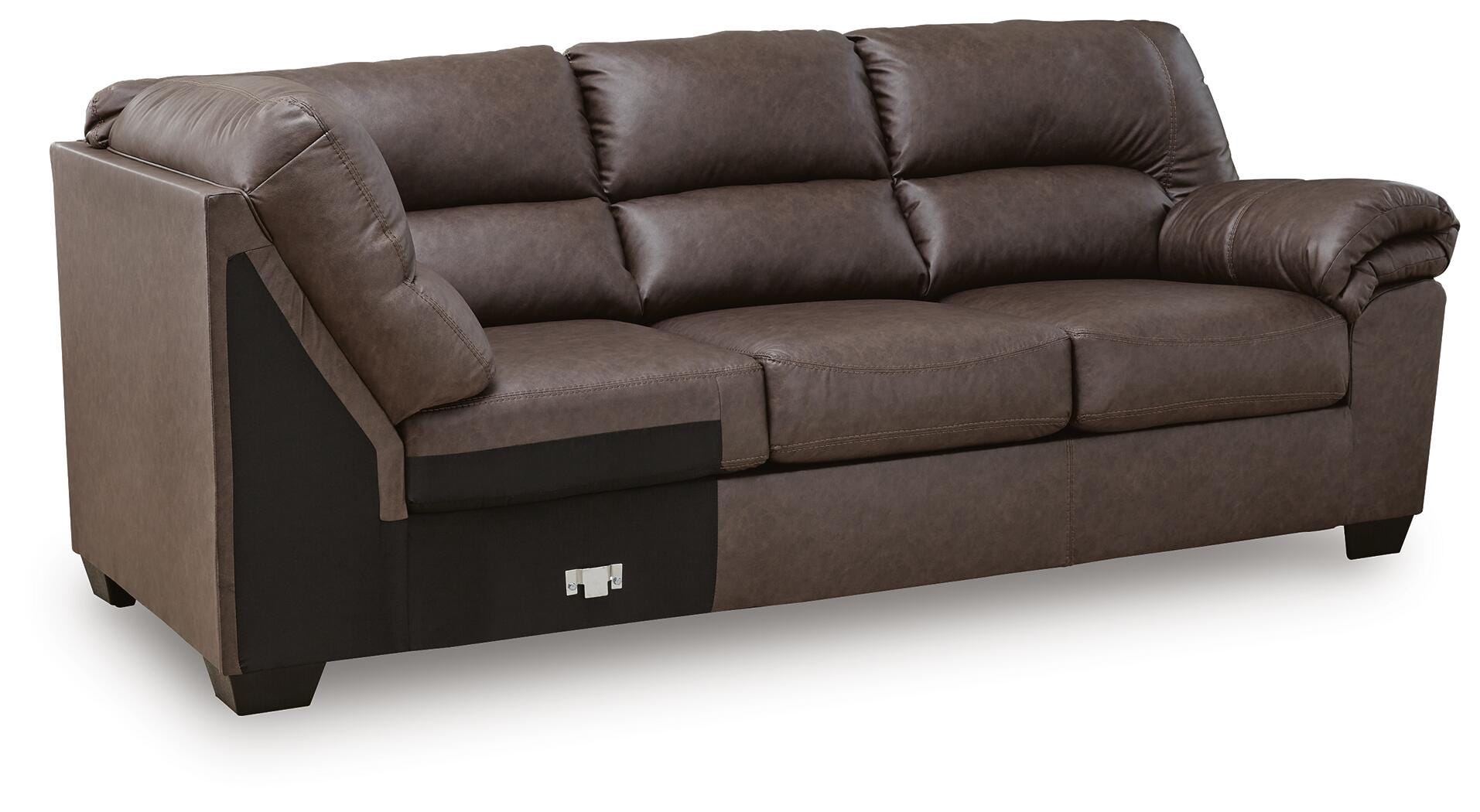 WillowBend 3-Piece RAF Sectional in Umber Faux Leather