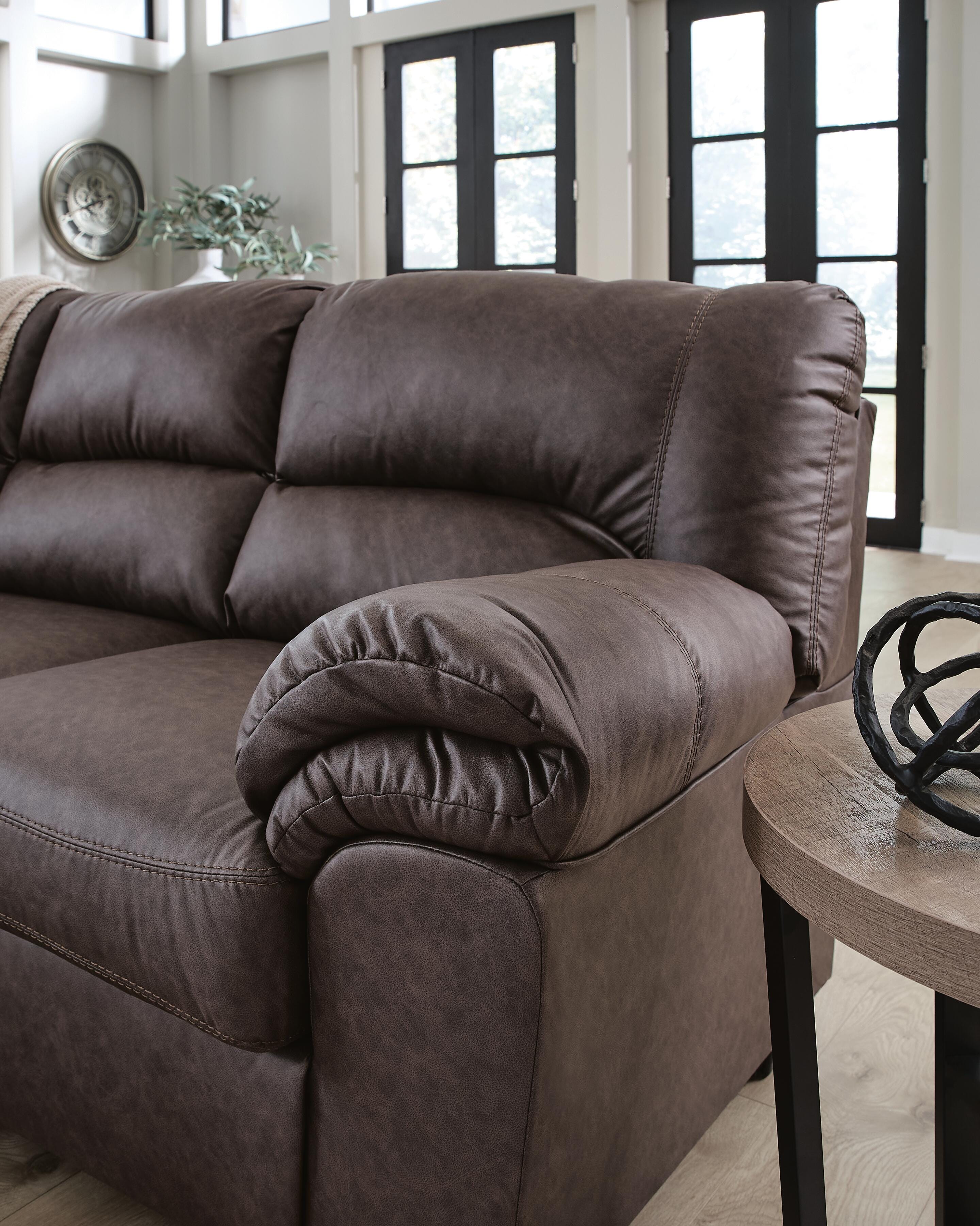 WillowBend 3-Piece RAF Sectional in Umber Faux Leather
