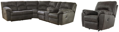 Tambo 2-Piece Sectional with Recliner in Pewter