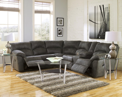 Tambo 2-Piece Reclining Sectional in Pewter Faux Leather
