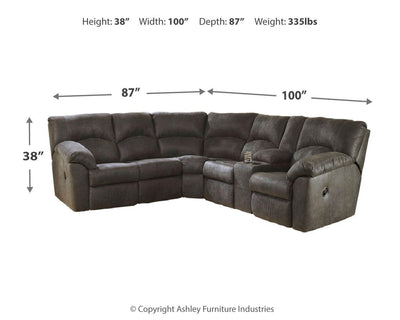 Tambo 2-Piece Sectional with Recliner in Pewter