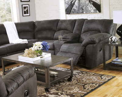 Tambo 2-Piece Reclining Sectional in Pewter Faux Leather