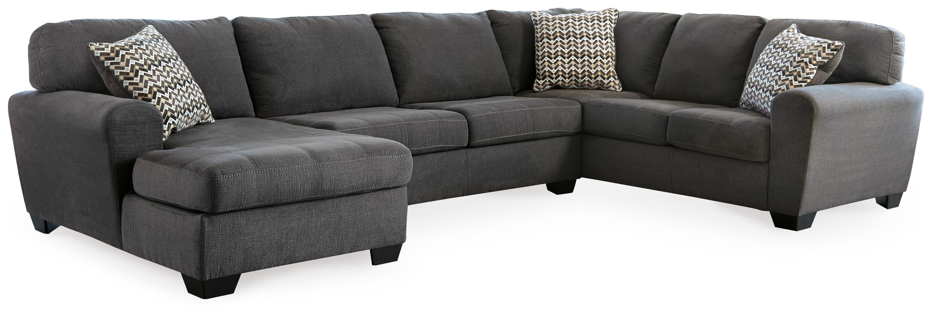 Ambee 3-Piece LAF Chaise Sectional in Slate Chenille