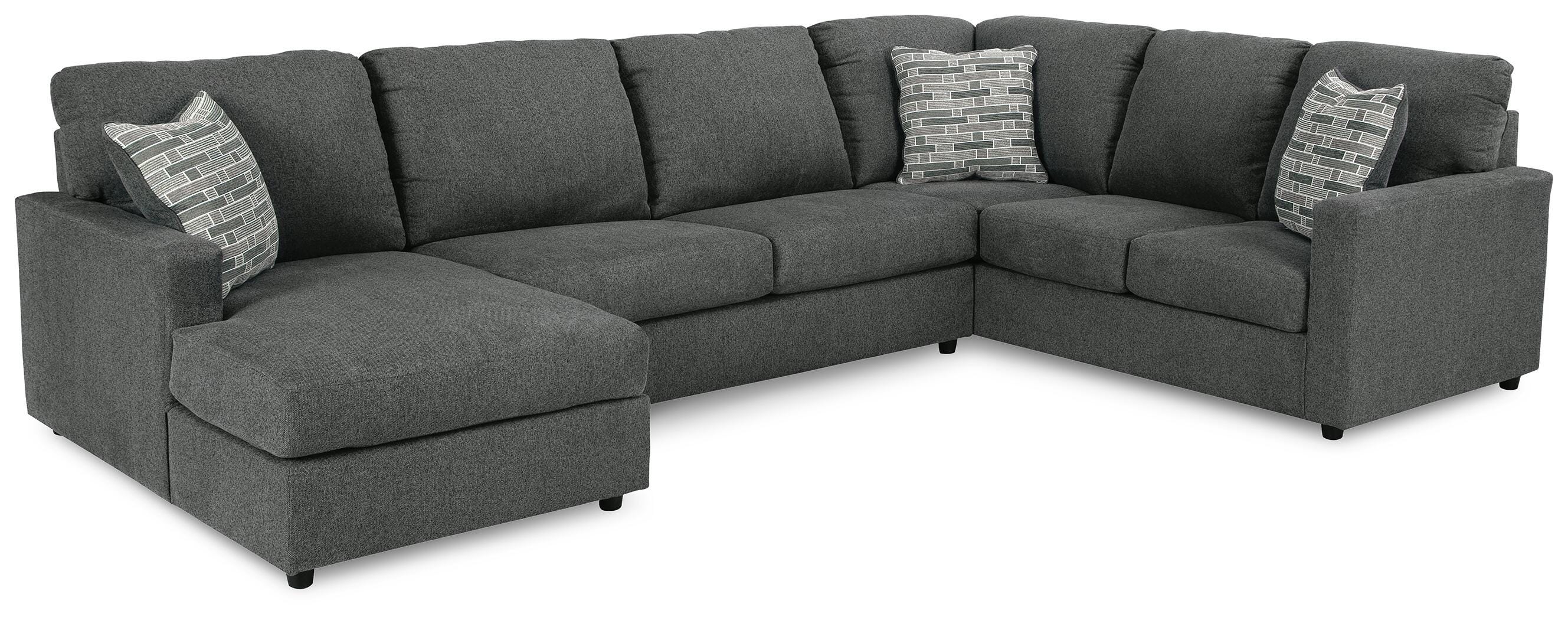 Edenfield 3-Piece LAF Chaise Sectional in Charcoal Chenille