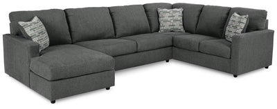 Edenfield 3-Piece LAF Chaise Sectional in Charcoal Chenille
