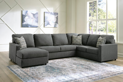 Edenfield 3-Piece LAF Chaise Sectional in Charcoal Chenille