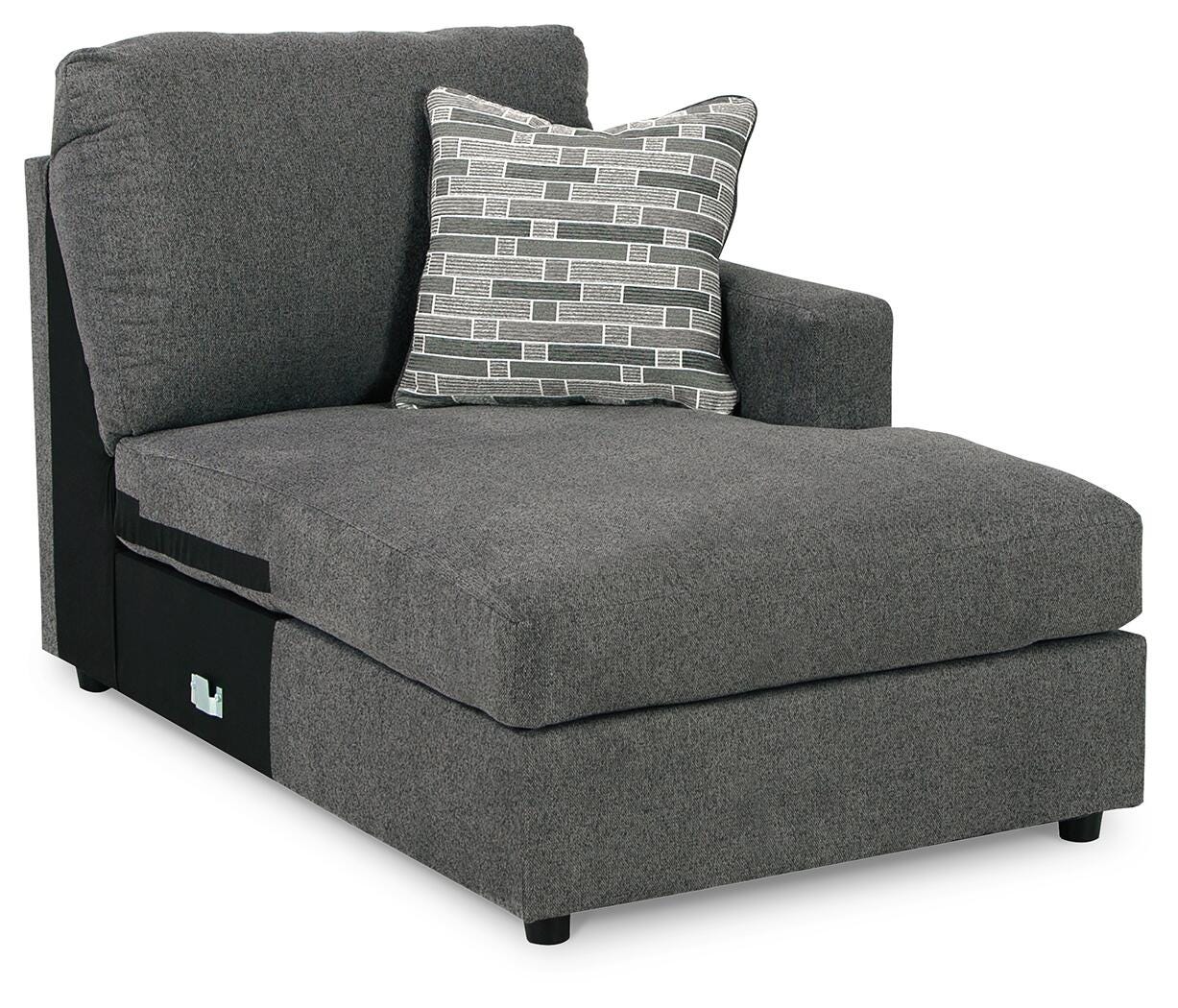 Edenfield 3-Piece RAF Chaise Sectional in Charcoal Chenille