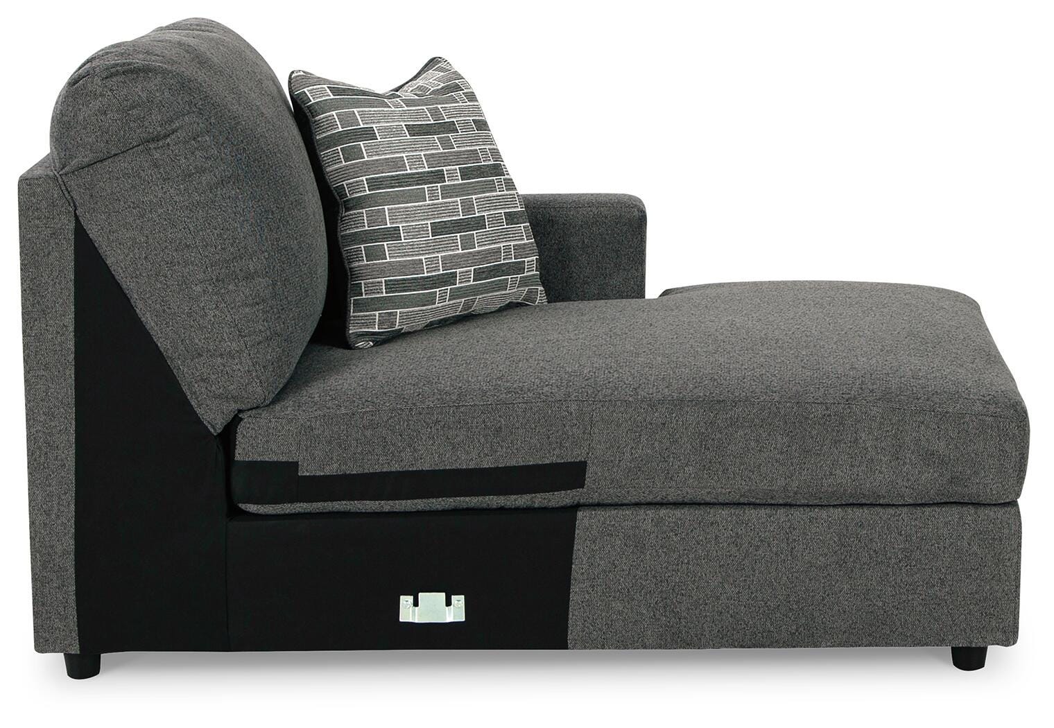 Edenfield 3-Piece RAF Chaise Sectional in Charcoal Chenille