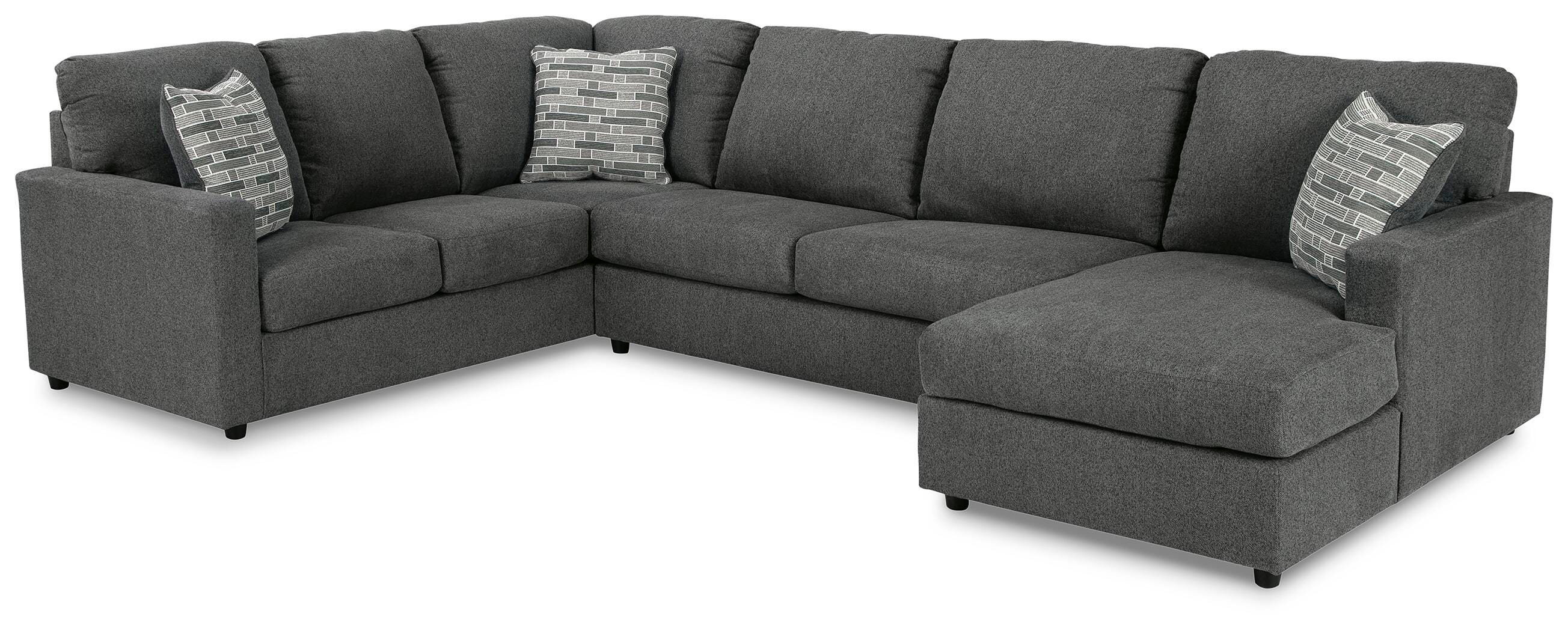 Edenfield 3-Piece RAF Chaise Sectional in Charcoal Chenille