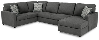 Edenfield 3-Piece RAF Chaise Sectional in Charcoal Chenille