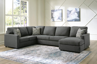 Edenfield 3-Piece RAF Chaise Sectional in Charcoal Chenille