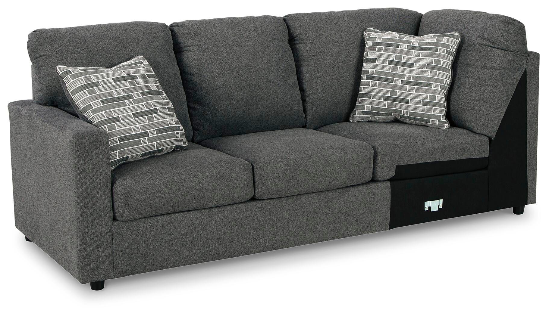 Edenfield 3-Piece RAF Chaise Sectional in Charcoal Chenille
