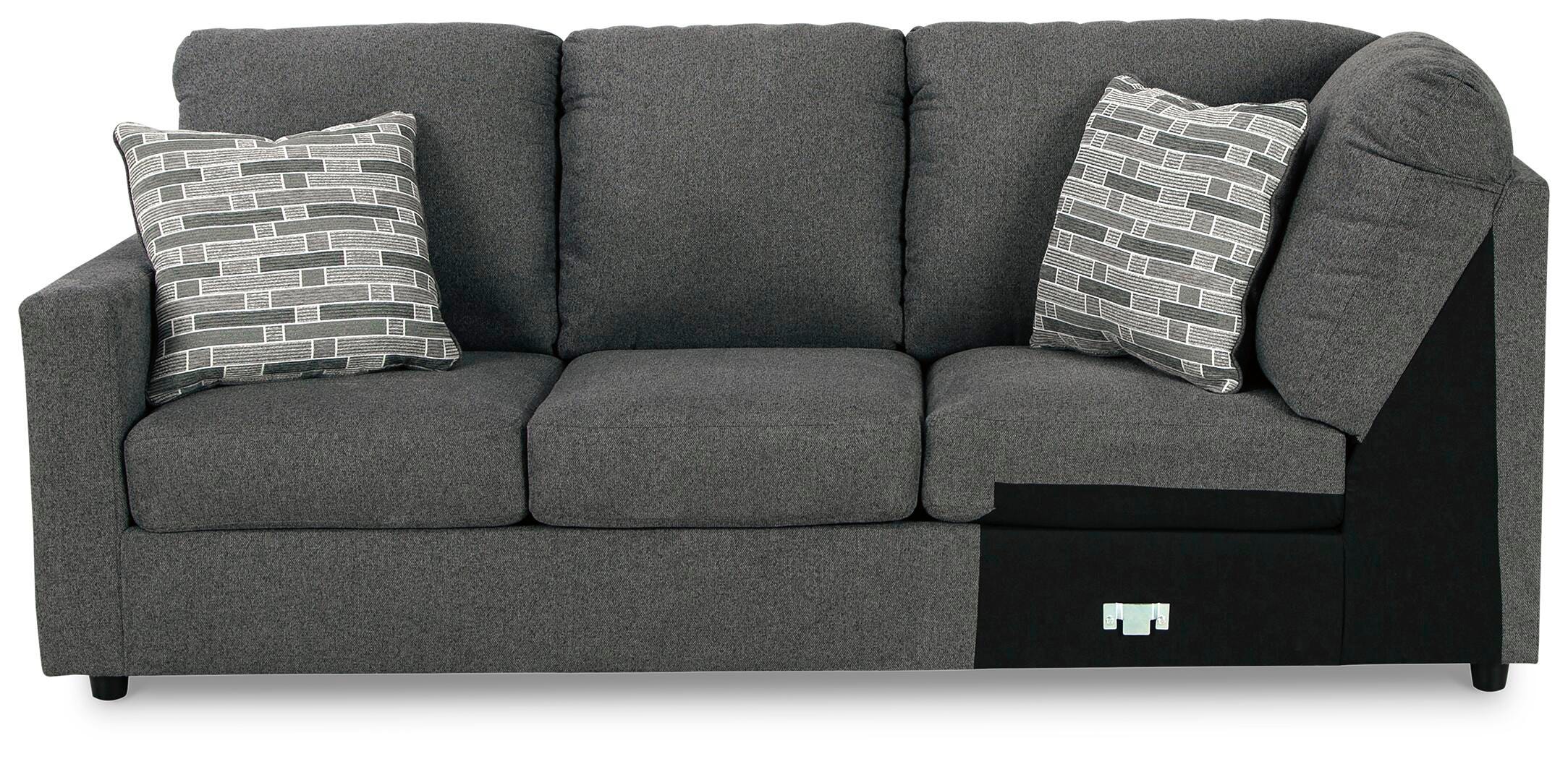 Edenfield 3-Piece RAF Chaise Sectional in Charcoal Chenille