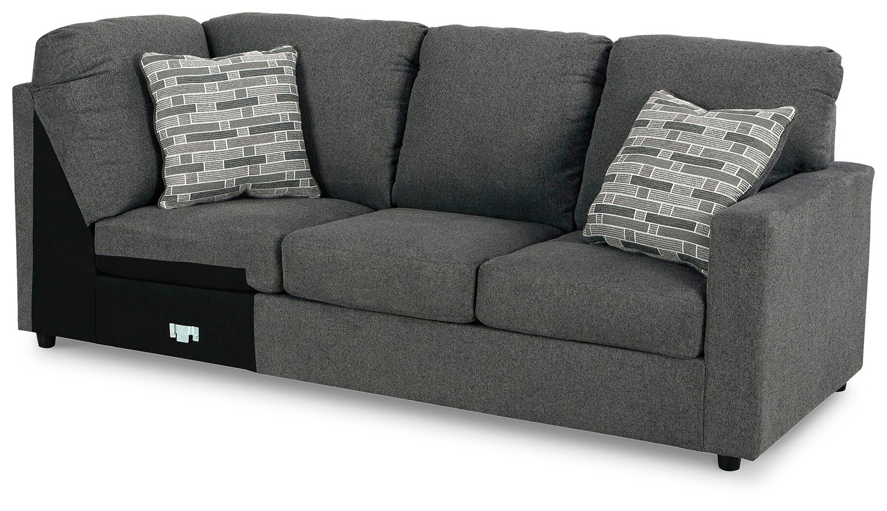 Edenfield 3-Piece LAF Chaise Sectional in Charcoal Chenille